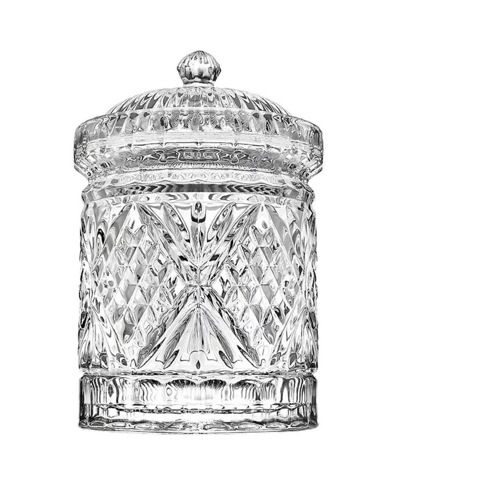 new in box Godinger Dublin Crystal Glass ( Candy Jar ) Canister w/ Dome Lid